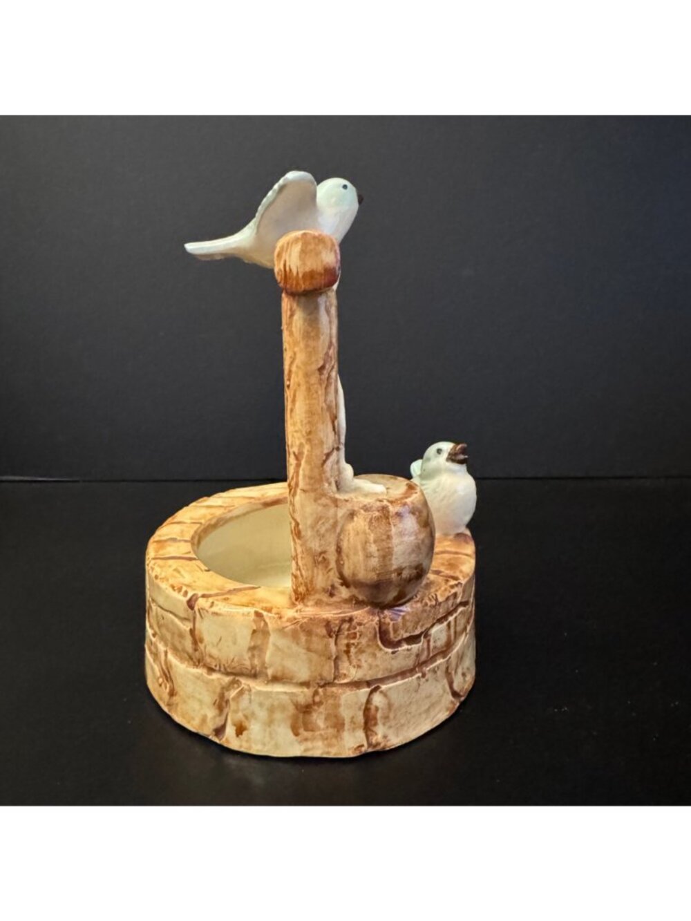 Ceramic Decorative Wishing Well Figurine / Planter Blue Birds Hand-Painted - Picture 9 of 13